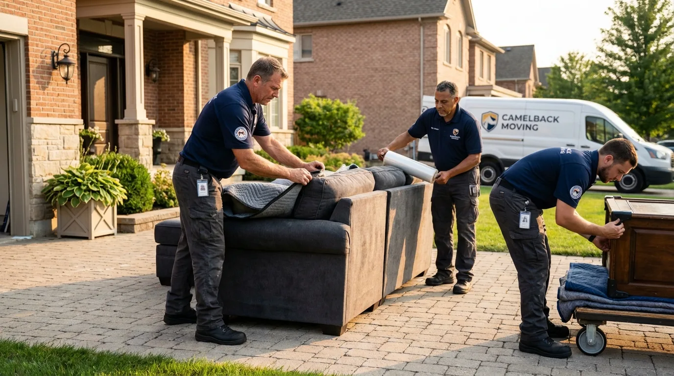 Large estate moving crew wrapping furniture in Mount Olive, IL