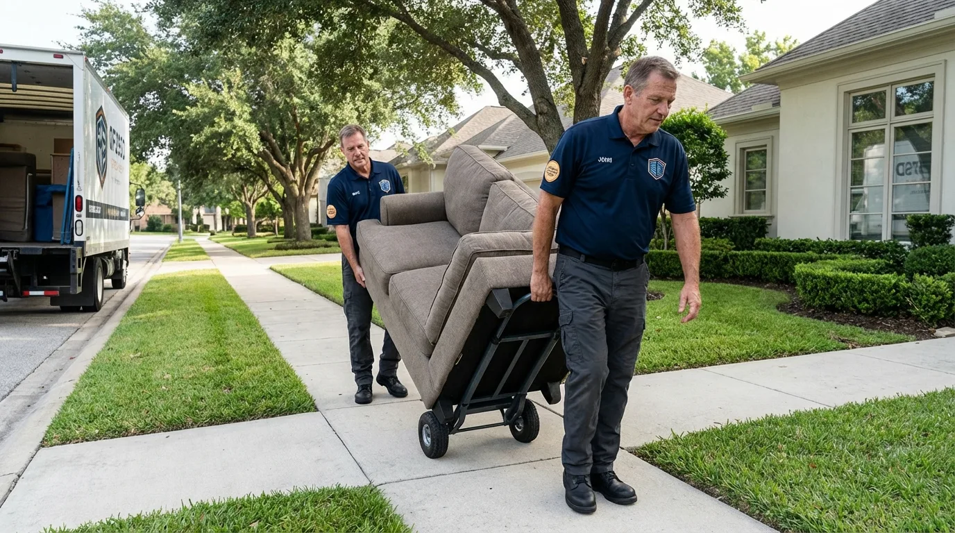 Local residential moving crew loading furniture in Mount Olive, IL